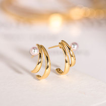 Wing | The moon 18k Kim BabyAkoya pearl half-circle earrings set to be original for high earholes