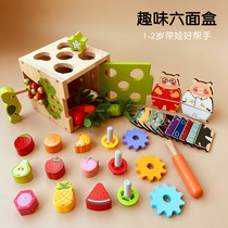 Baby toys 1-2 years old educational early education hexahedral baby woodpecker catching insects multifunctional intelligence box building blocks