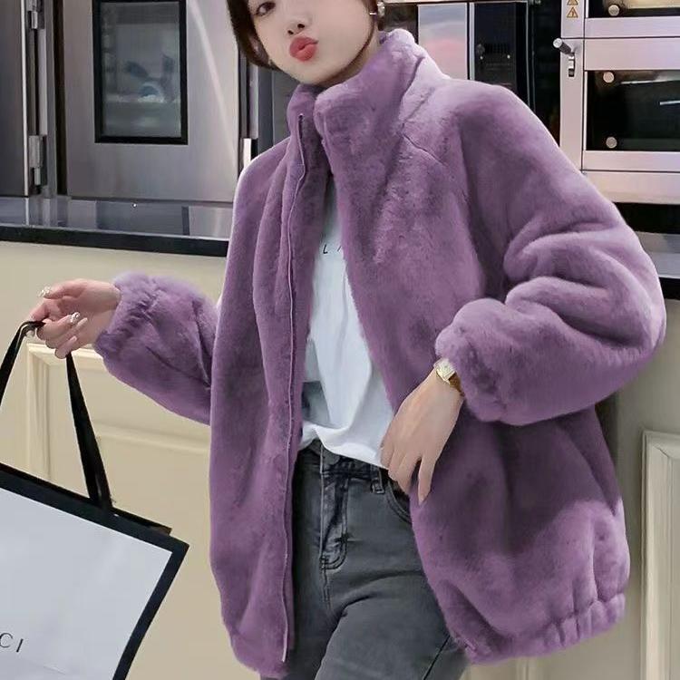Autumn and Winter Lamb Wool Coat, Casual and Stylish, Large Size, Loose, Fleece-Lined, Thickened, Embroidered Lamb Wool Sweatshirt for Women