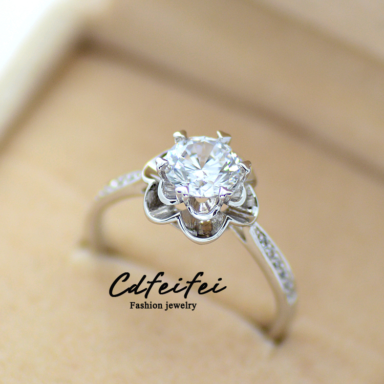 Nhật Bản và Hàn Quốc mô phỏng nhẫn kim cương nữ mô hình kim cương zircon móng vuốt cầu hôn hipster hoang dã hoa hồng trái tim tám mũi tên nhẫn nhẫn nam