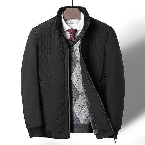 Флисовый пуховик, мужская удерживающая тепло демисезонная куртка, для мужчины среднего возраста, увеличенная толщина