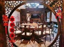 New Chinese Tea House Restaurant Hotel Farmhouse Hotel Size Round Dining Table and Chair Combination Tea House Electric Turntable Dining Table