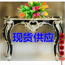 Neoclassical entrance cabinet foyer home decoration table against the wall American light luxury all solid wood semi-circular table Fantasy table