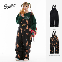 Dongba Extreme W25 new Korean bsrabbit ski overalls bear embroidered windproof ski pants