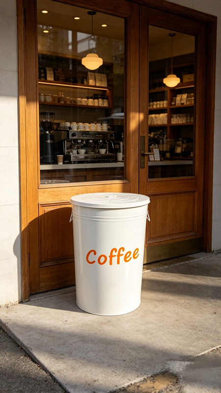 Milky White Large-Capacity Round Storage Bucket with Roman Pattern, Thickened with Lid, Moisture-Proof and Sealed, Creative Catering Commercial Bucket