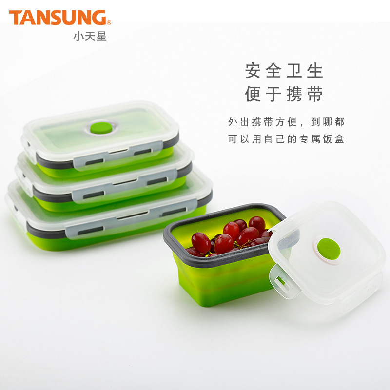 Silicone folding lunch box Portable outdoor travel instant noodle bowl Telescopic tableware Microwave oven refrigerator Fresh food grade