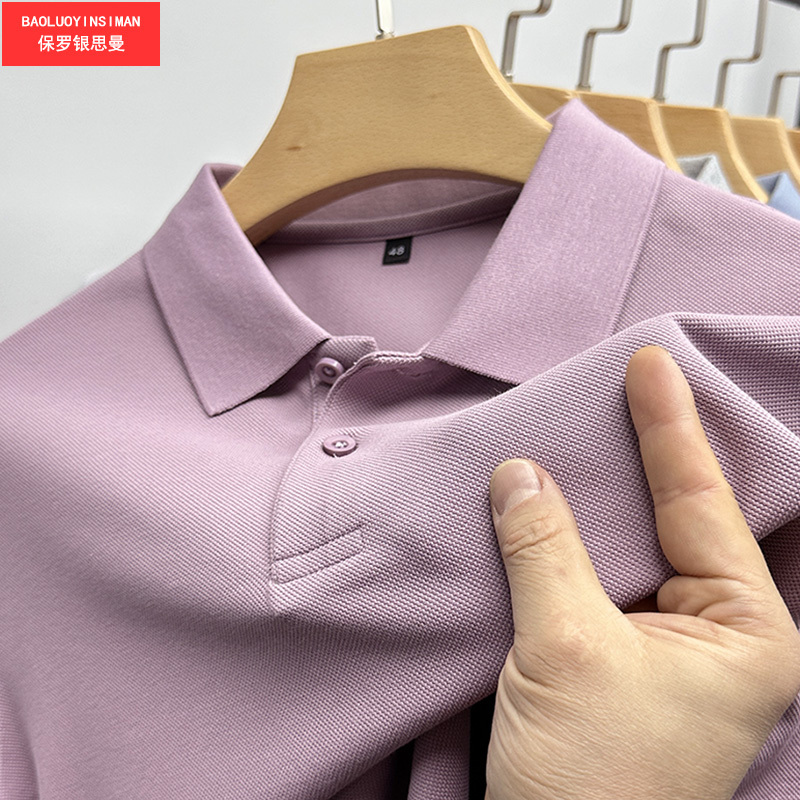 100% Pure Cotton Men's Polo Shirt with Collar, Solid Color Casual Short-Sleeved T-Shirt for Middle-Aged Men, Summer Wear, Half-Sleeved Top