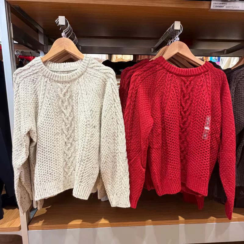 [Factory Store] New Floral Round Neck Knitwear Women's Sweater 488243