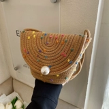 Соломенная небольшая сумка, летняя сумка через плечо, плетеная брендовая универсальная пляжная сумка на одно плечо