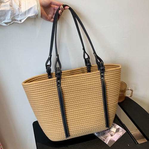 编织包大容量包包女2025夏季新款草编包法式沙滩包通勤单肩托 托特包