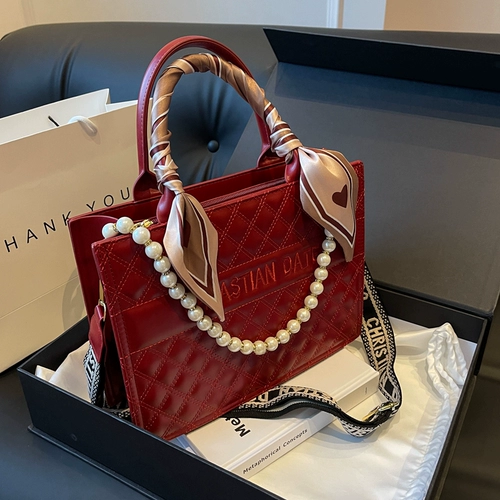 Портативная красная вместительная и большая сумка через плечо для невесты, премиум класс