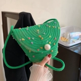 Соломенная небольшая сумка, летняя сумка через плечо, плетеная брендовая универсальная пляжная сумка на одно плечо