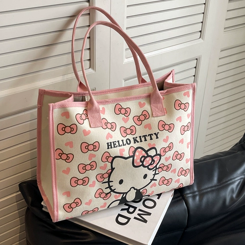 Японский мультяшный розовый вместительный и большой шоппер, летняя сумка на одно плечо для отдыха для матери и ребенка, льняная сумка