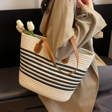 Соломенная вместительная и большая сумка через плечо, летняя пляжная сумка на одно плечо