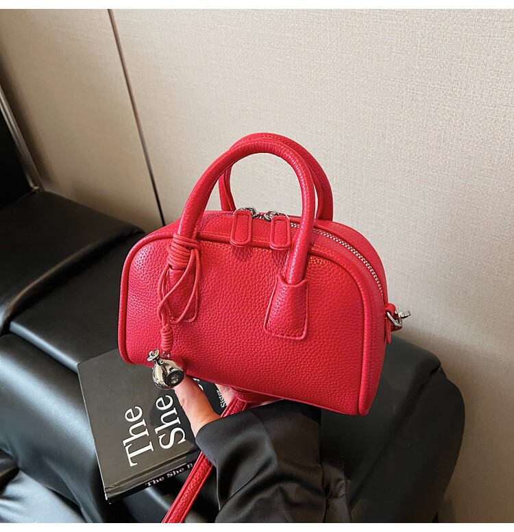 Borsa a tracolla rossa da donna, piccola borsa a secchiello tote_voghion.com