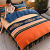 Coral Velvet Four-Piece Set, Winter Thickened Milk Velvet Bed Skirt, Double-Sided Fleece, French Flannel Bed Cover, Bed Sheet