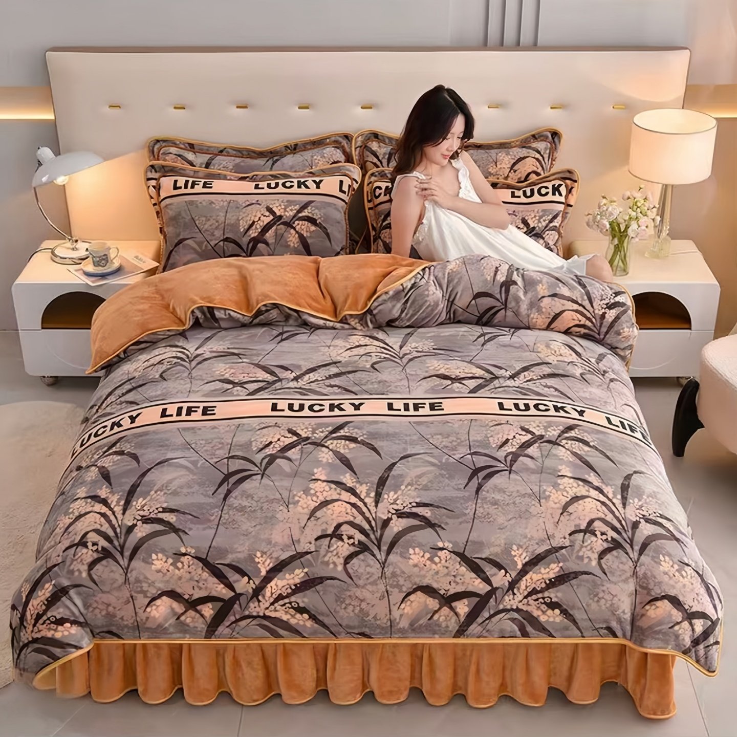 Internet-Famous Milk Velvet Four-Piece Set 2025 New Winter Thickened Double-Sided Velvet Coral Fleece Duvet Cover Anti-Static Flannel