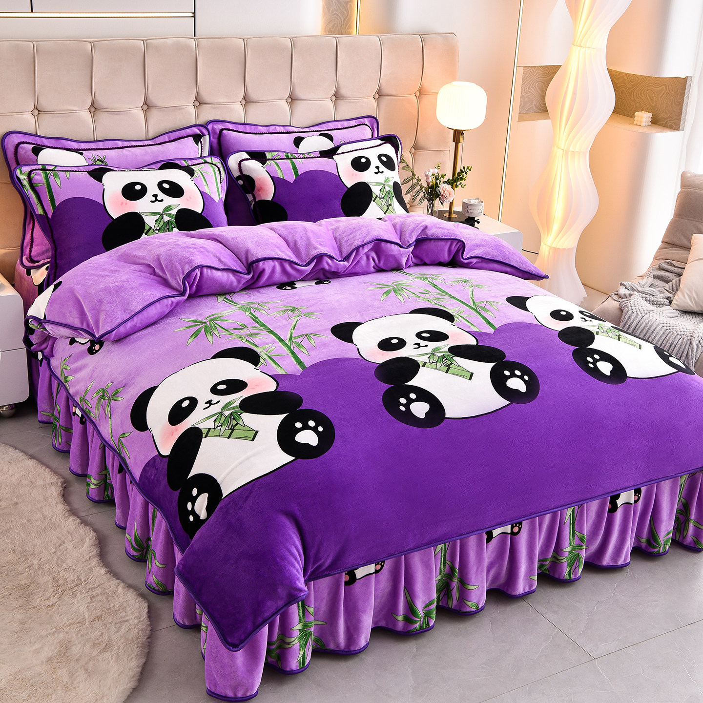 Winter Thickened Milk Velvet Four-Piece Set Anti-Static Coral Velvet Duvet Cover Bed Sheet 2025 New Flannel for Bed Use