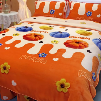 2025 New Milk Velvet Four-Piece Set Winter Thickened Printed Coral Velvet Bedding Double-Sided Velvet Duvet Cover Bed Skirt