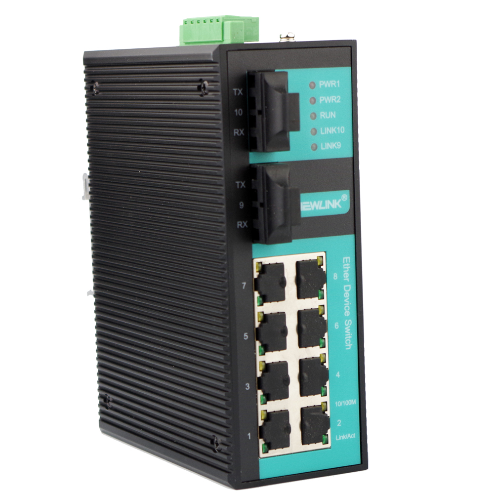 Industrial grade 100 trillion 2 light 8 electric fiber switch rail style industrial switch (wide temperature type) 220V