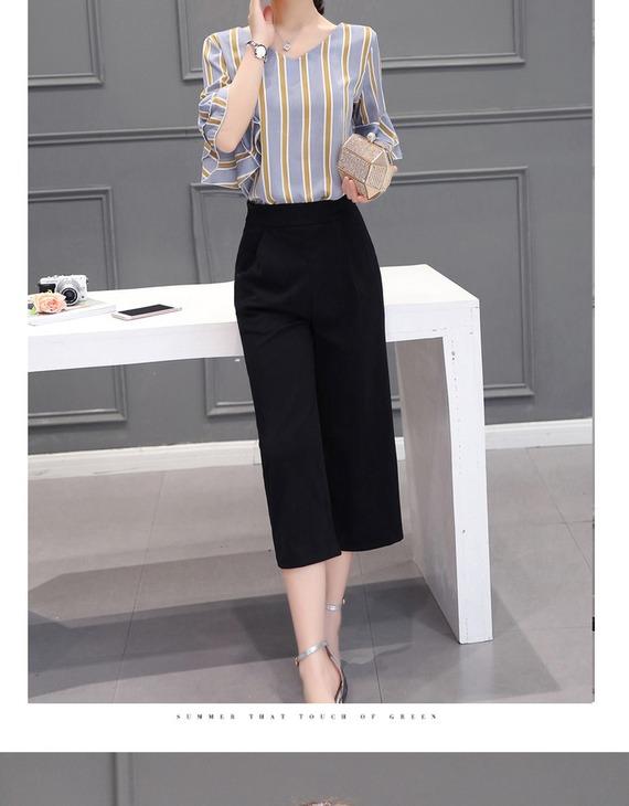 Bộ đồ mùa hè cho mẹ 30 thời trang trung niên 40 tuổi Quần áo trẻ trung 35 nữ tay áo ngắn hai chân quần rộng 38 áo đầm tuổi trung niên