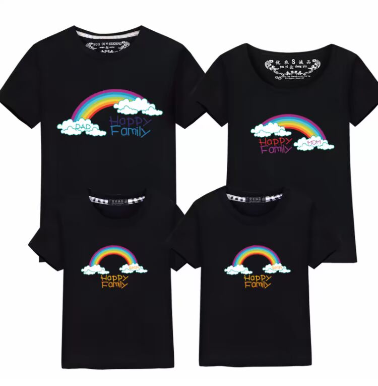 Mùa hè mới cha mẹ trẻ con cotton áo thun ngắn tay gia đình ba hoặc bốn gia đình hoạt động mẫu giáo cho thấy lớp học áo thun gia đình