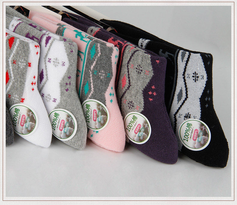 Vớ cotton Langsha vớ nữ terry trong mùa thu và mùa đông vớ len mùa đông phụ nữ dày cộng với nhung ấm vớ vớ vớ vớ da dài