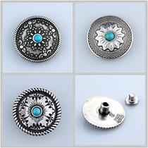 Leather sculpture leather art hardware ancient silver decoration buckle chaesebub 25 mm ancient silver imitation pine stone Tanggrass flower with grain cloth button