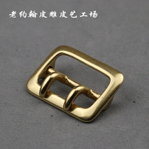Pure copper belt buckle double pin buckle male environmental protection brass 35mm double needle Japanese belt buckle Japanese armed buckle