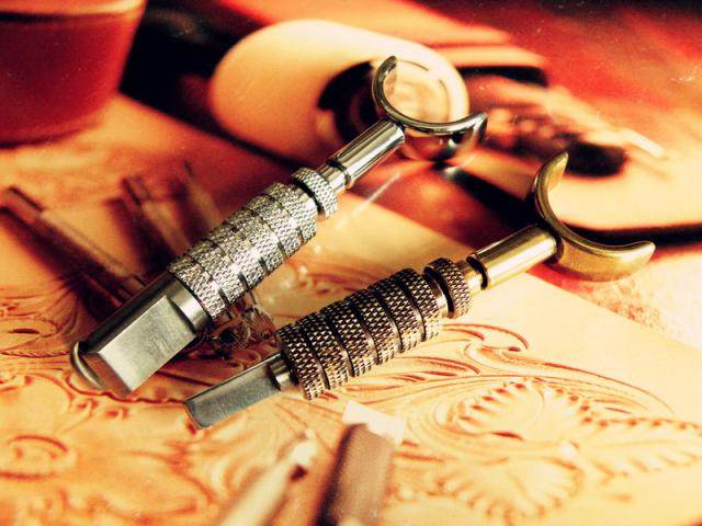 Leather carving tools Leather carving rotary carving knife Adjustable height Copper handle Chrome plated bronze without head