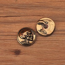 Leather carving leather cloth buckle decorative buckle alloy retro bronze skull coin financial cloth buckle 31mm