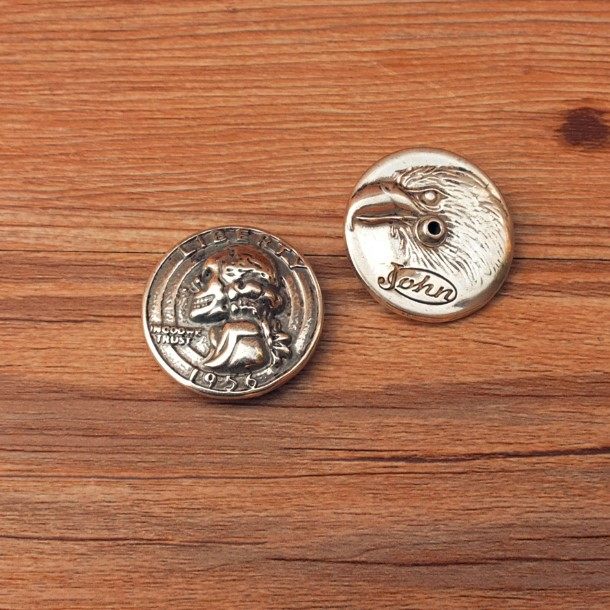 Old John chaab button alloy ancient silver Skull skull Washington President coin button 31mm Deco decoration