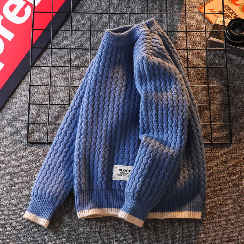 男の子のウールセーター秋と冬の新しいスタイルのインナーウェアベース服中と大きいサイズの子供の男の子の子供のニットセータープラスベルベットと厚く