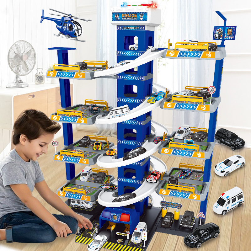 Children's car building parking lot puzzle vibrato train track car boy toy adventure 3-5 years old 4