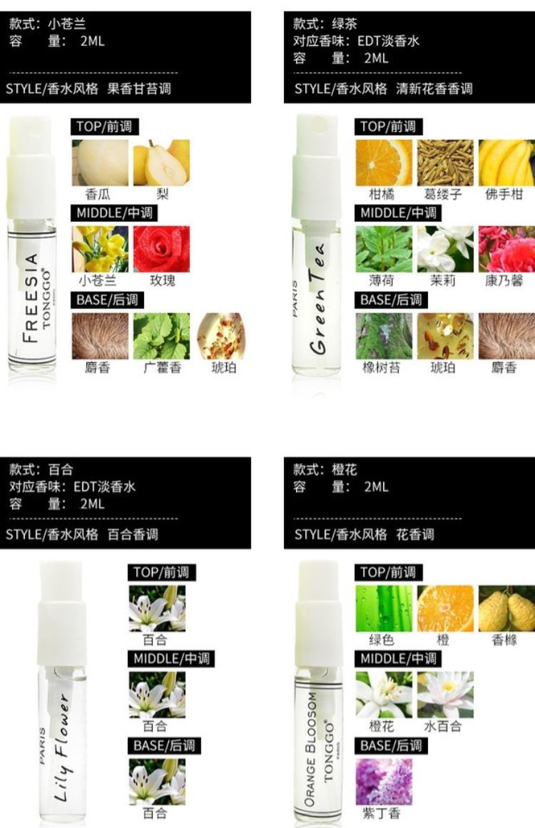 12 gói Nước hoa Lady Ca cao Freesia Cam Blossom Trà xanh Lasting Eau de Toilette Mẫu Thử nghiệm chính hãng nước hoa chicco
