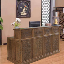 New Chinese bar Terrace Full Chicken Wings Wood Cashier Desk Counter Wine Cabinet Integrated Tea Building Reception Desk Catering Shop Front Desk
