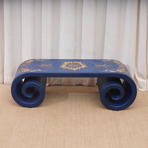 New Chinese style roll a few cases a few antique solid wood low table small apartment log tea table elm furniture master bedroom bed end stool