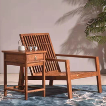 New Chinese style hedgehog red sandalwood lounge chair solid wood sofa chair simple modern balcony leisure chair light luxury back chair comfortable