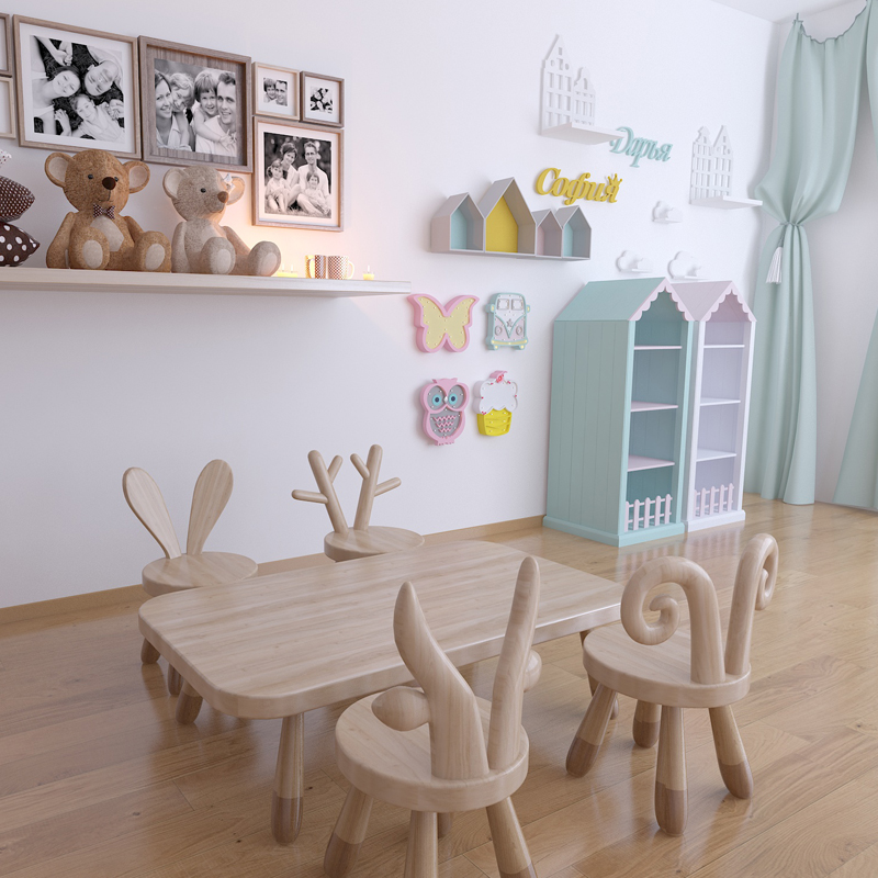 Children's small stool Living room Home Creative cute baby wood short stool Full solid wood minimalist New Chinese with backrest