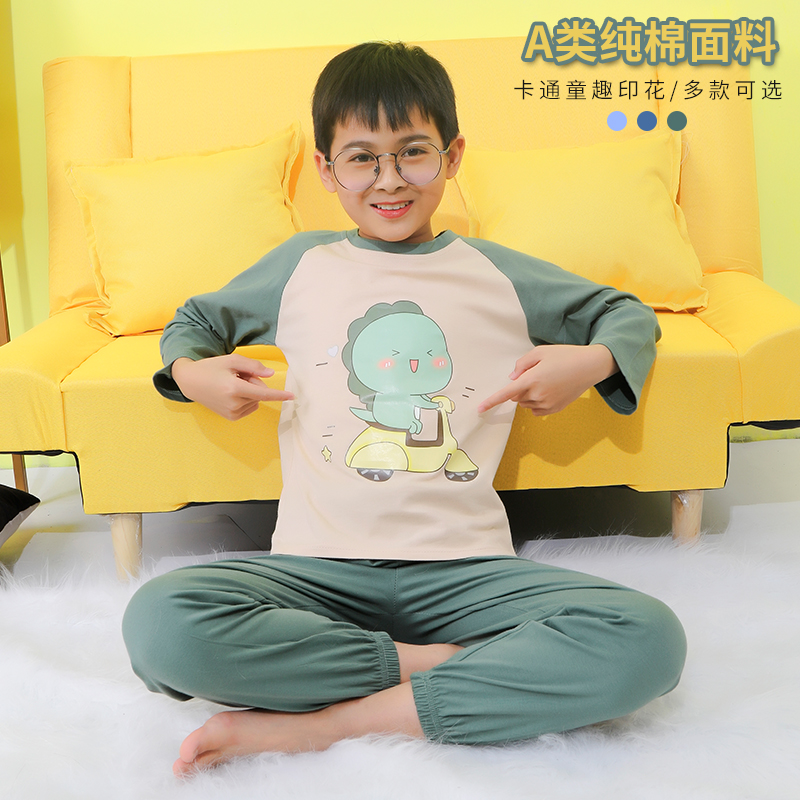 Children's underwear set cotton boys autumn clothing sanitary pants big children half high collar cotton baby pajamas spring and autumn