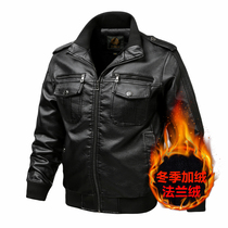 World War II Air Force leather men plus velvet pilot leather jacket World War II retro German military leather jacket thickened winter