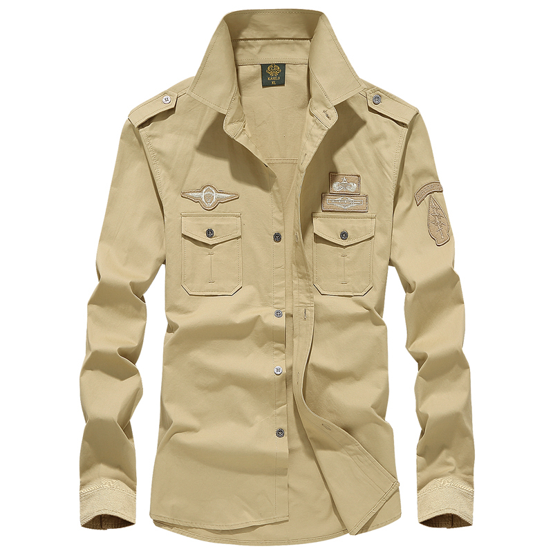 Anti-Japanese World War Ii American Vintage Military Fan Shirt Retro Aviation Team Air Force Autumn Khaki Long-Sleeved Shirt