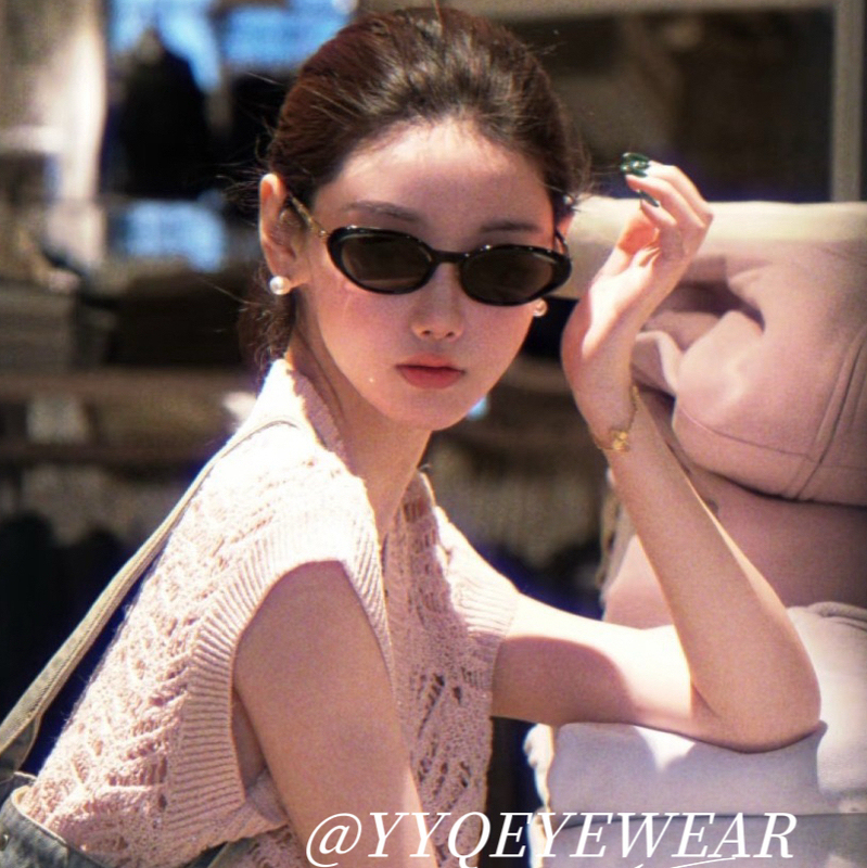 Yyqeyewear/26S Smoky Gray Sunglasses 5565 Oval Cat-Eye Retro Small Frame Sunglasses for Women with Prescription Lenses Yyqeyewear/26S Smoky Gray Sunglasses 5565 Oval Cat-Eye Retro Small Frame Sunglasses for Women with Prescription Lenses
