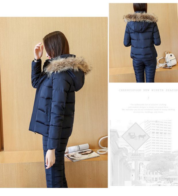 Áo cotton mùa đông 袄 nữ 2018 phiên bản Hàn Quốc của áo khoác mùa đông mới cotton dày quần áo mùa đông quần áo cotton phù hợp với học sinh hai mảnh áo phao lót lông cho bé