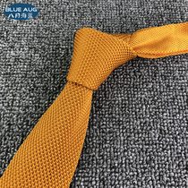 Casual wool knitted flat head earthen yellow Katchi plain small tie mens college style anchor retro Korean gift box