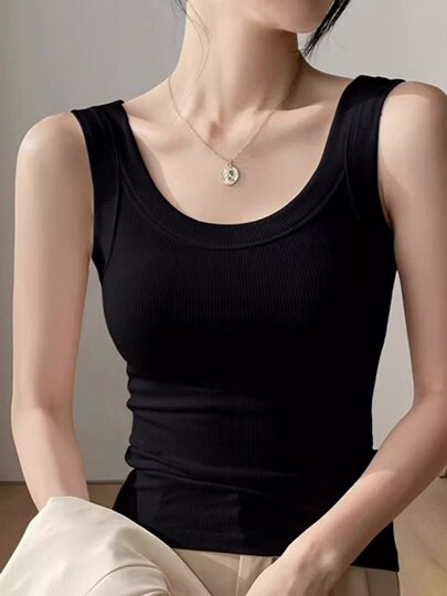 2025 new summer I-shaped camisole women's suit with inner cover and outer cover milk gray bottoming sleeveless top