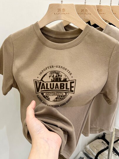 Right shoulder short-sleeved T-shirt for women summer 2025 new slim fit short style fashionable age-reducing design chic top