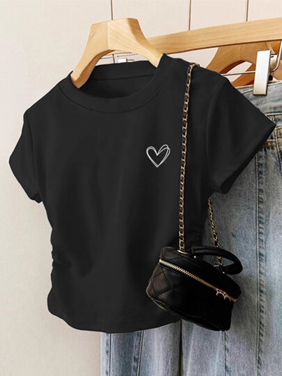 Summer 2025 new unique design cotton short-sleeved T-shirt women's slimming and elegant top