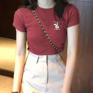 American Retro Trendy Brand Printed Slim-Fit Short-Sleeve T-Shirt for Women, Summer 2025 New Half-Sleeve Cropped Top for Women