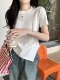 White bottoming shirt round neck short sleeve 2025 new irregular pleated slimming top American hottie T-shirt for women